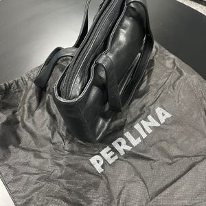 Perlina black leather handbag